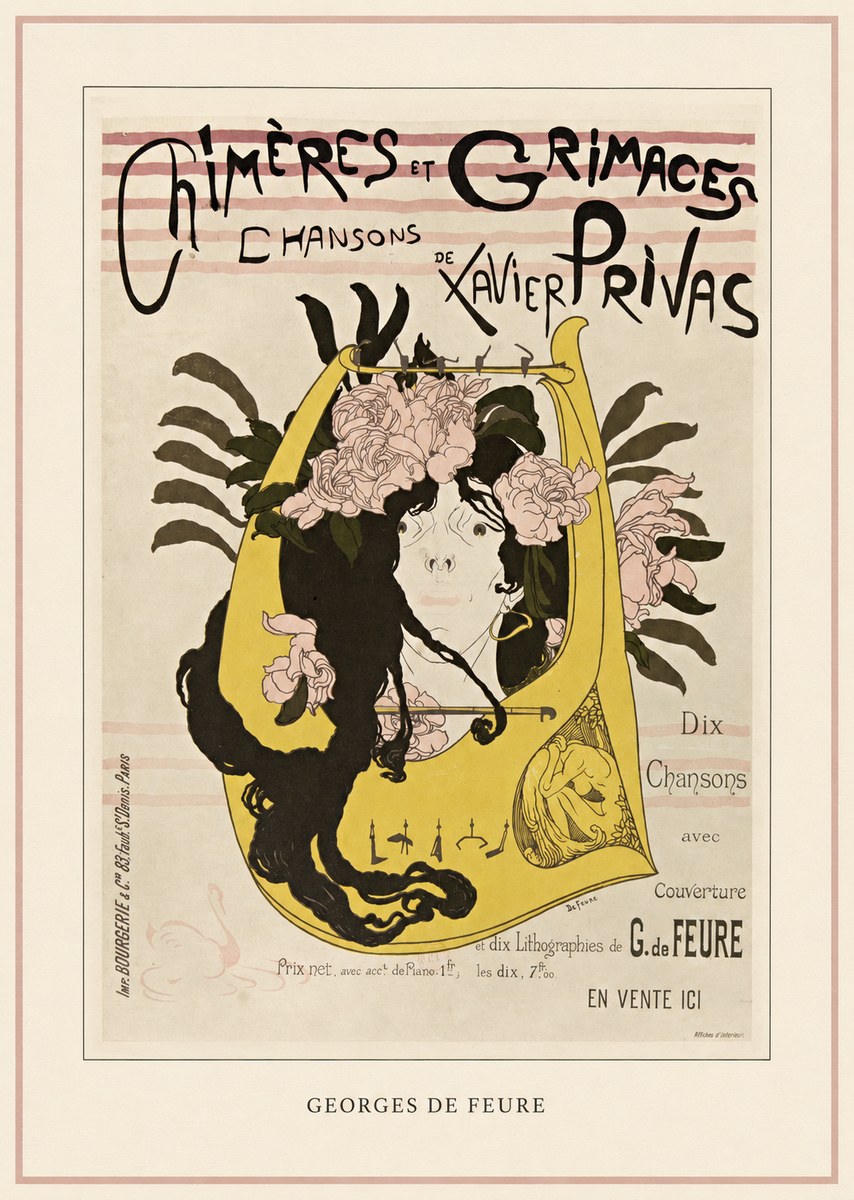 Georges de Feure Chimères Et Grimaces Chansons De Xavier Privas No3 - Affiche
