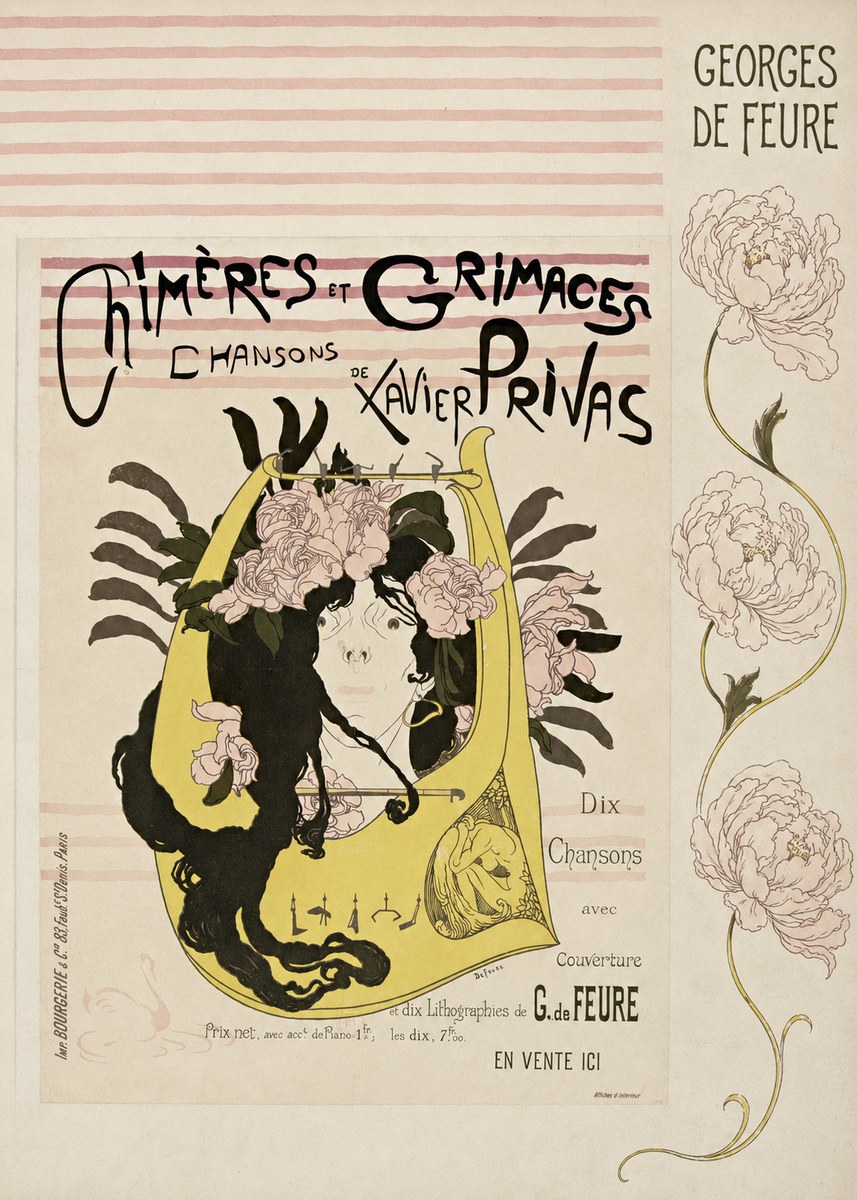 Georges de Feure Chimères Et Grimaces Chansons De Xavier Privas No6 - Affiche