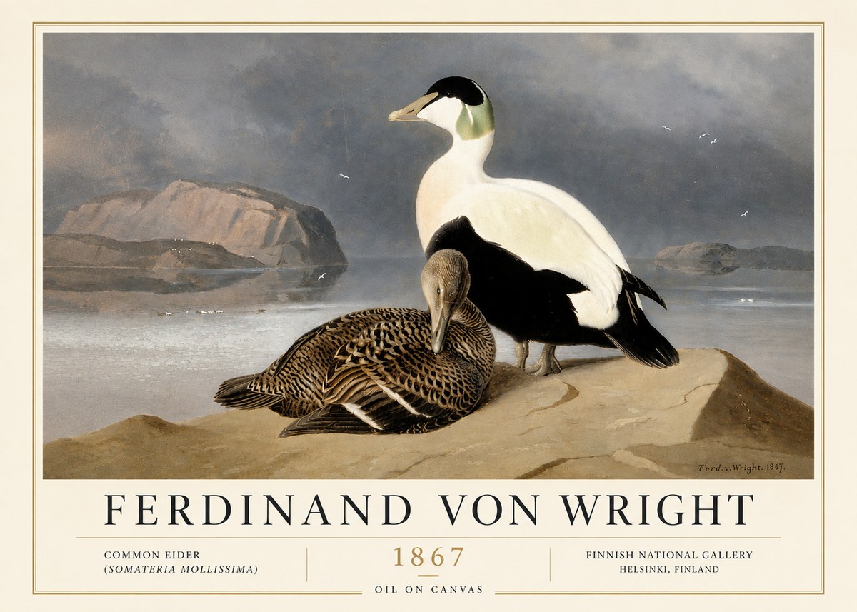 Ferdinand von Wright Common Eider (Somateria Mollissima) No6 - Affiche