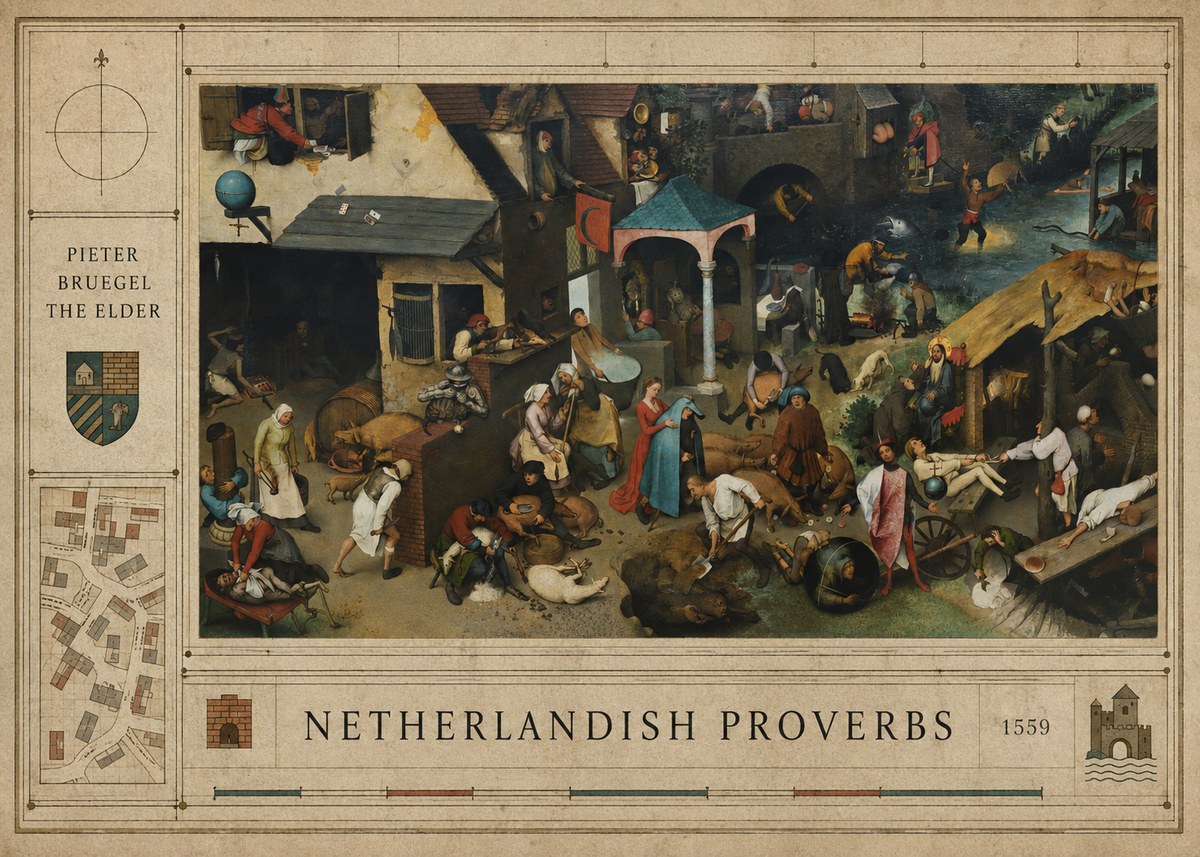 Pieter Bruegel Netherlandish Proverbs III No4 - Affiche