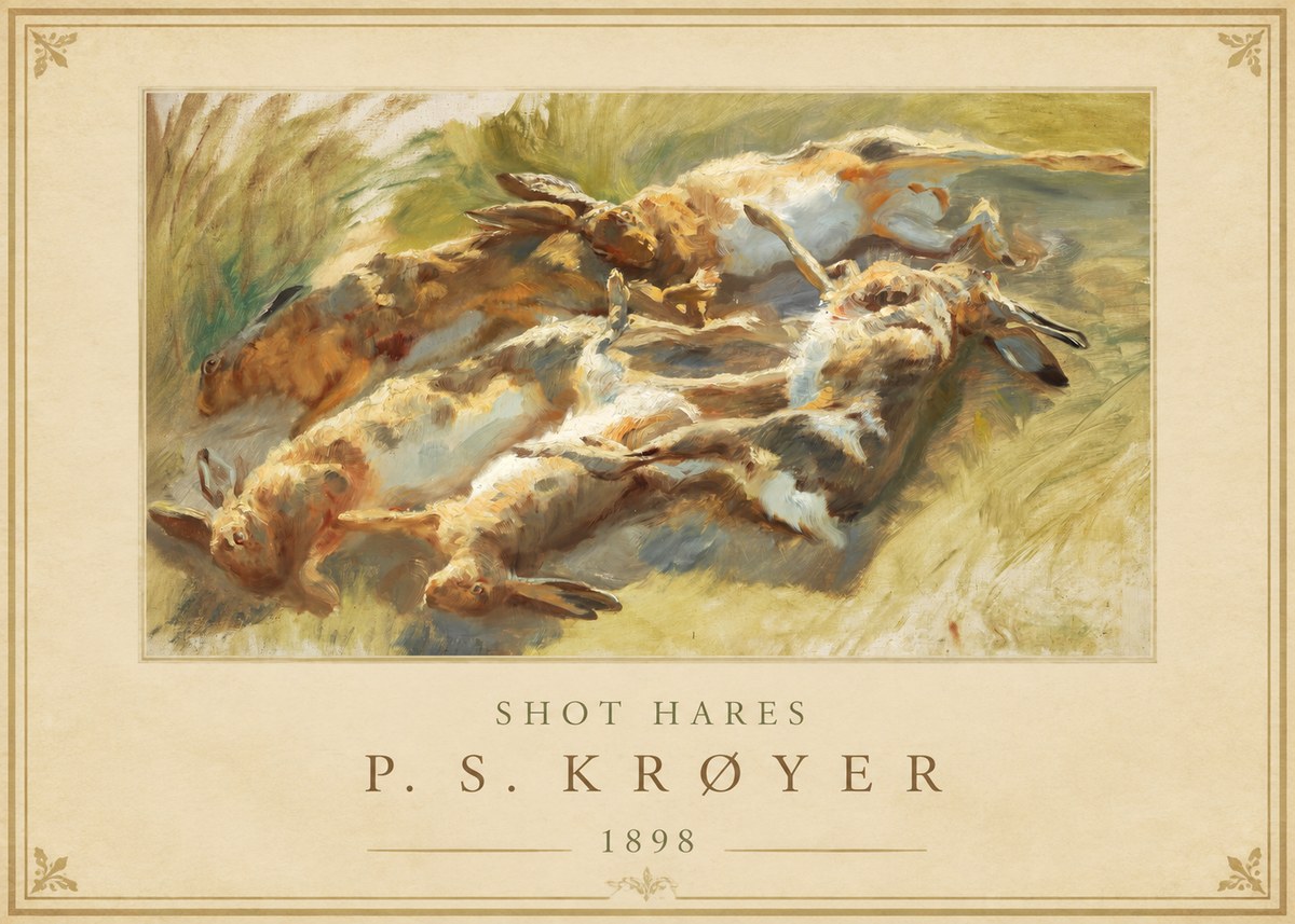 P.S. Krøyer Shot Hares No1 - Affiche