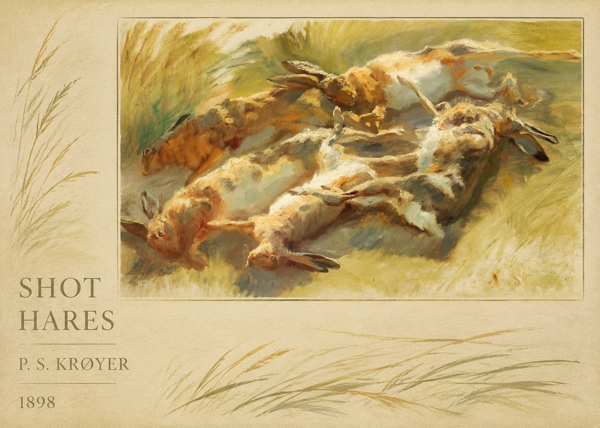 P.S. Krøyer Shot Hares No2 - Affiche