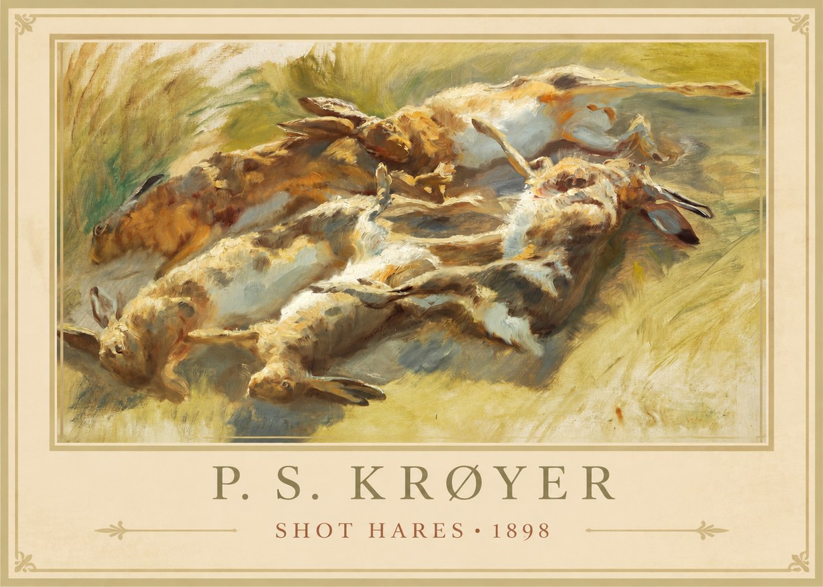 P.S. Krøyer Shot Hares No6 - Affiche
