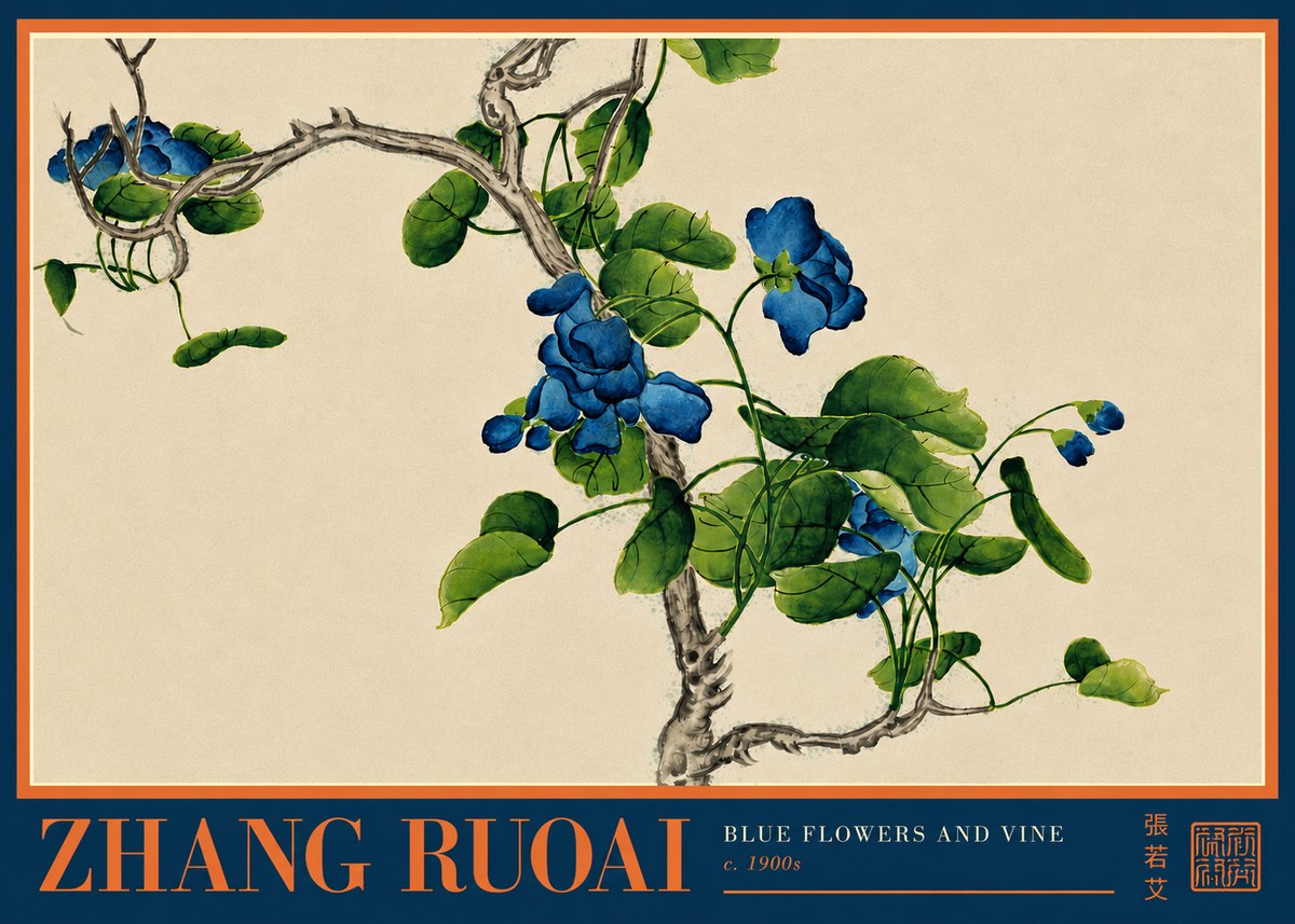 Zhang Ruoai Blue Morning Glories No6 - Affiche