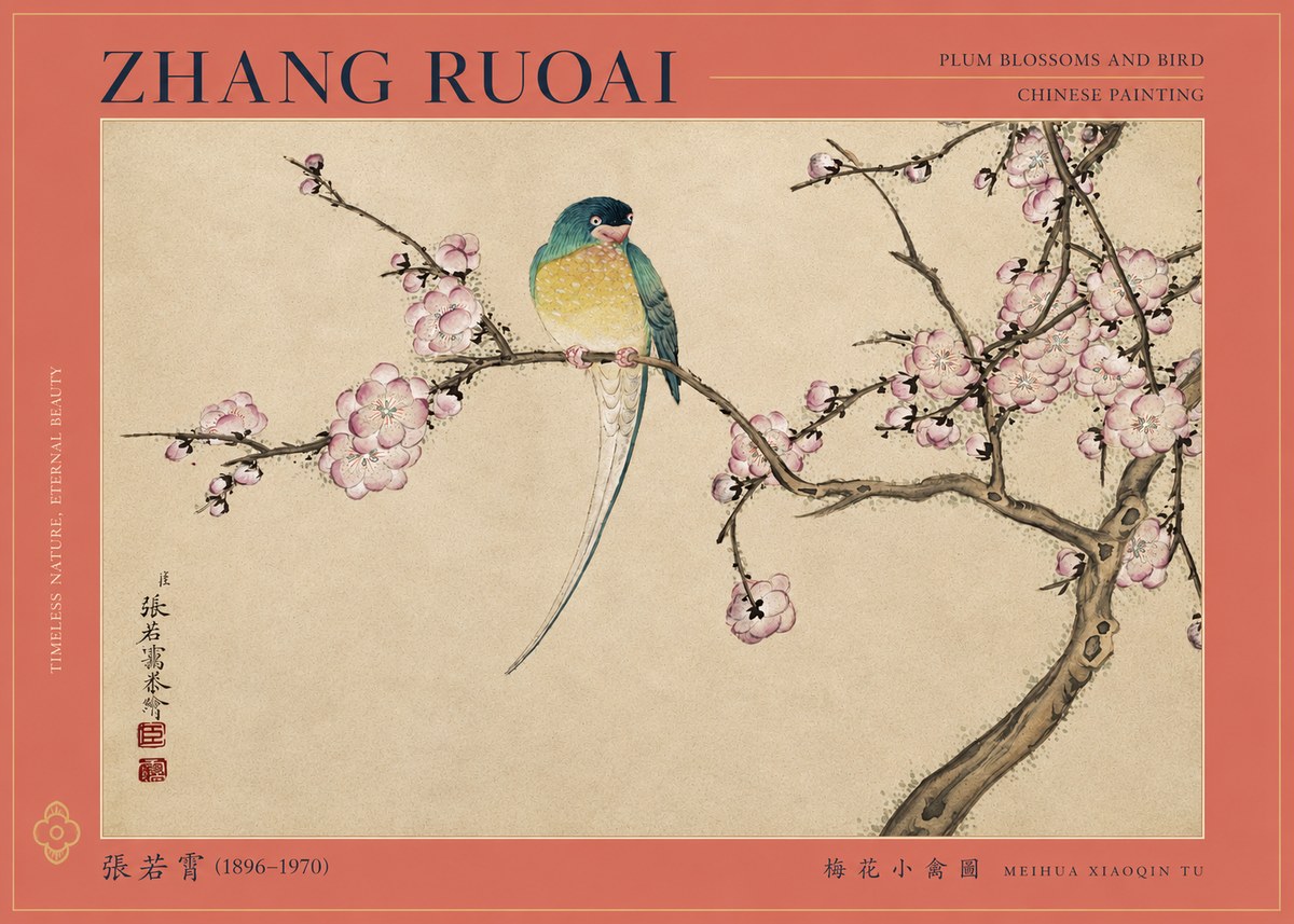 Zhang Ruoai Plum Blossoms and Bird No2 - Affiche