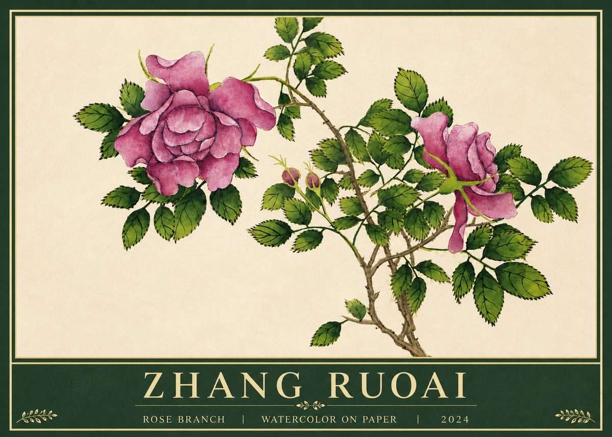 Zhang Ruoai Rose Branch No6 - Affiche