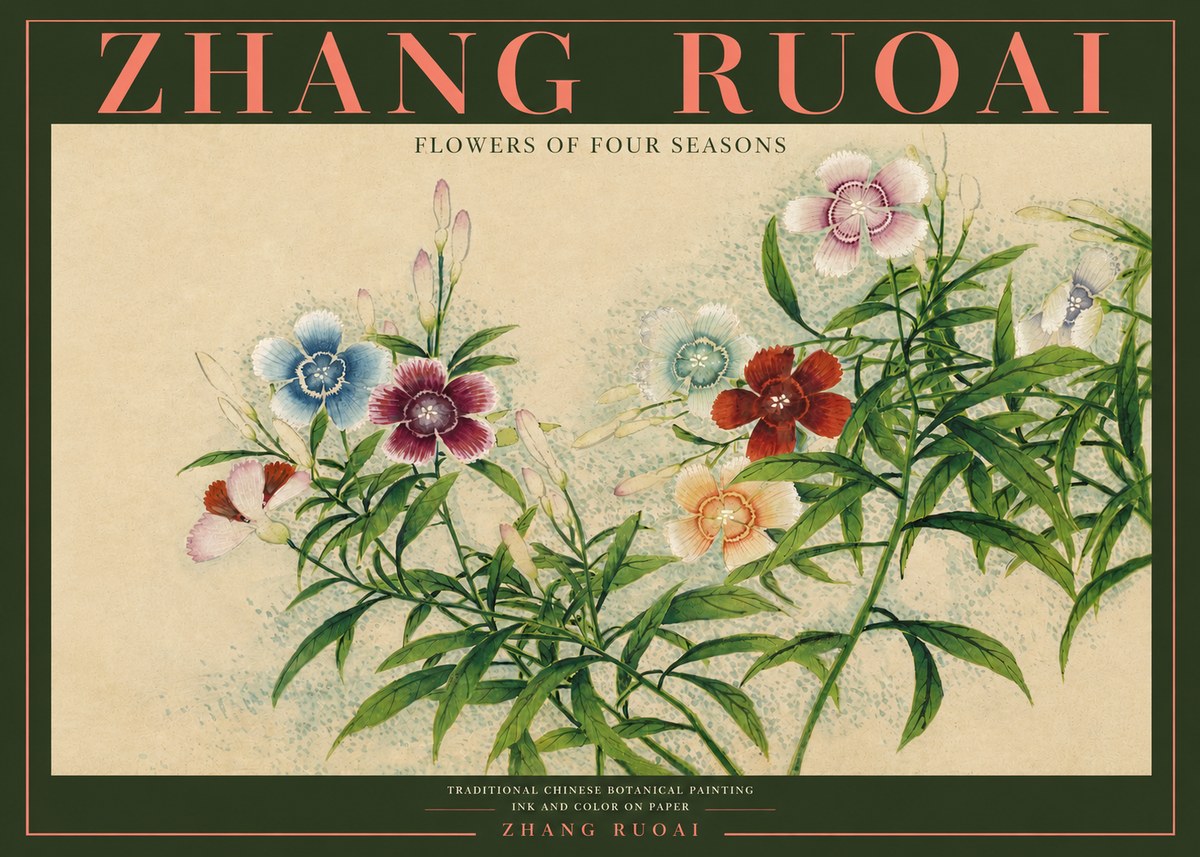Zhang Ruoai Dianthus in Bloom No5 - Affiche