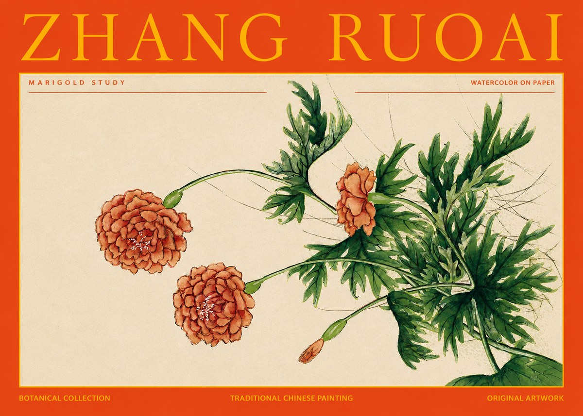 Zhang Ruoai Marigold Study No2 - Affiche