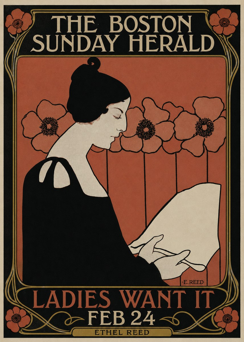 Ethel Reed The Boston Sunday Herald - Ladies Want It Feb 24 No2 - Affiche