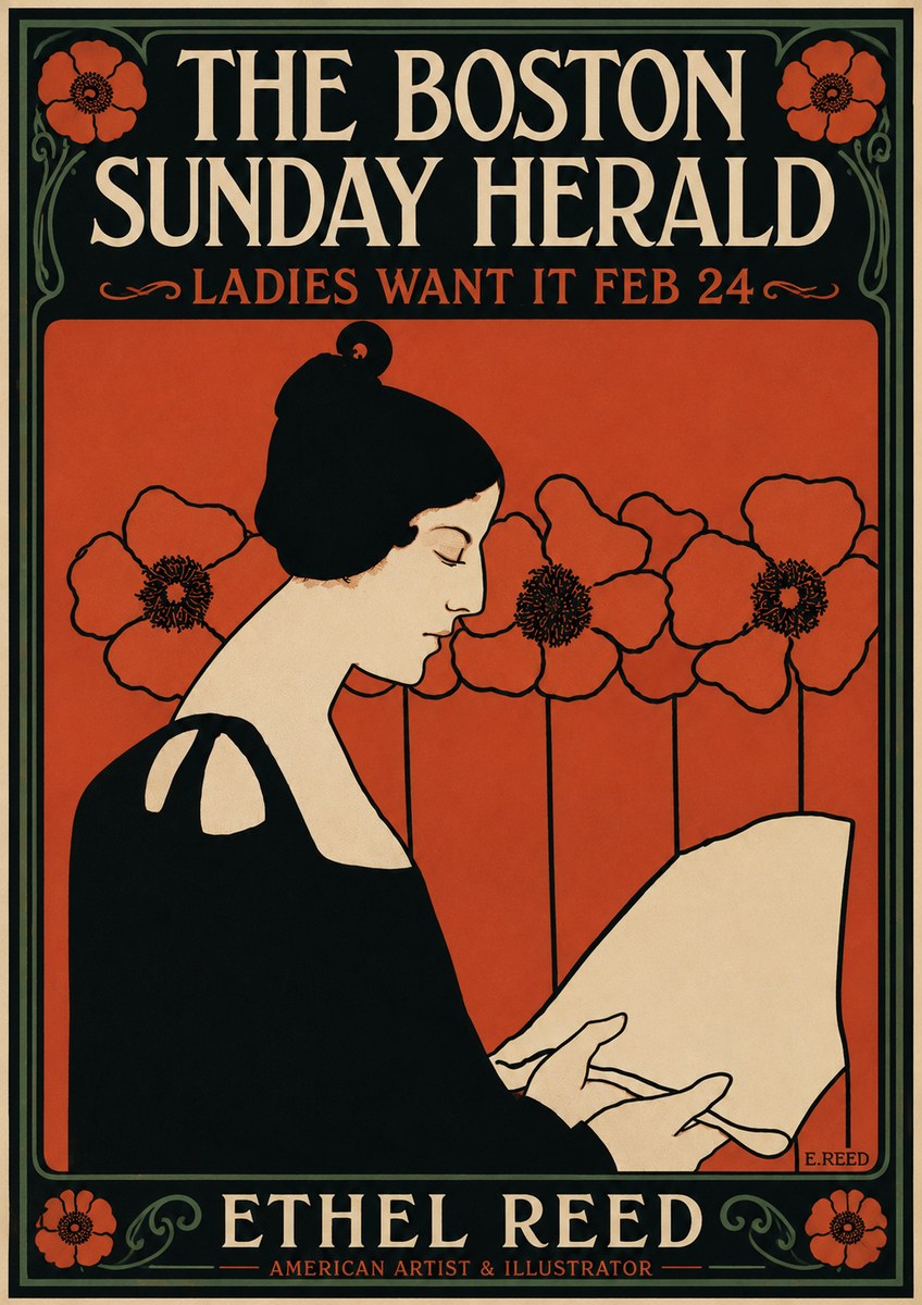Ethel Reed The Boston Sunday Herald - Ladies Want It Feb 24 No6 - Affiche