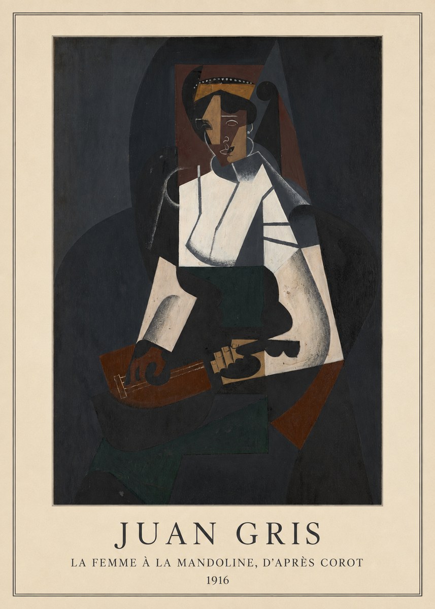 Juan Gris La Femme À La Mandoline, D'après Corot No4 - Affiche