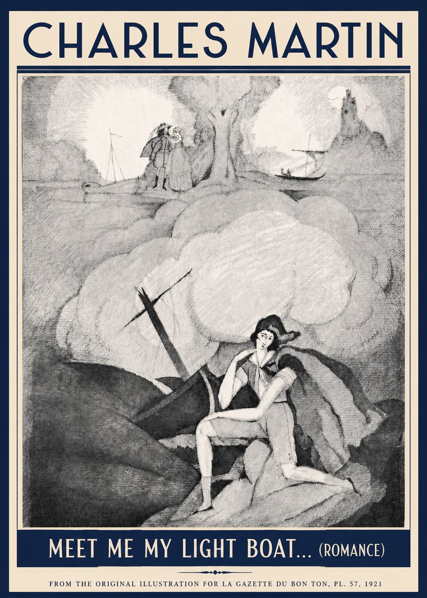Charles Martin Meet Me My Light Boat... (Romance) No5 - Affiche