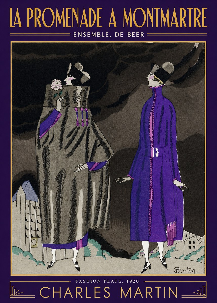 Charles Martin La Promenade a Montmartre No3 - Affiche
