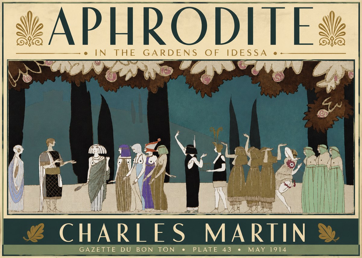 Charles Martin Aphrodite in the Gardens of Idessa No6 - Affiche