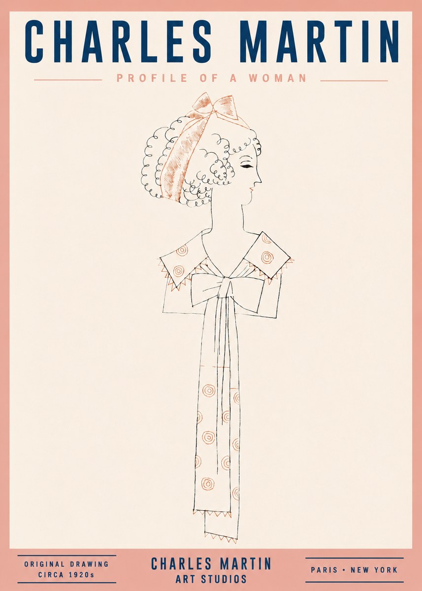 Charles Martin Profile of a Woman No2 - Affiche