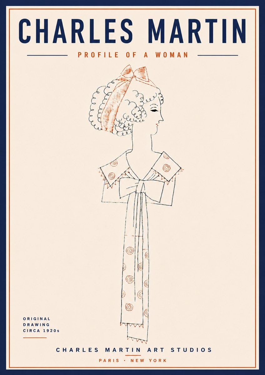 Charles Martin Profile of a Woman No6 - Affiche