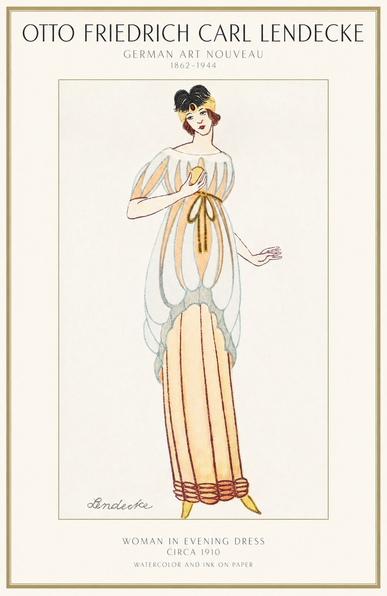 Otto Friedrich Carl Lendecke Woman in Evening Dress No1 - Affiche