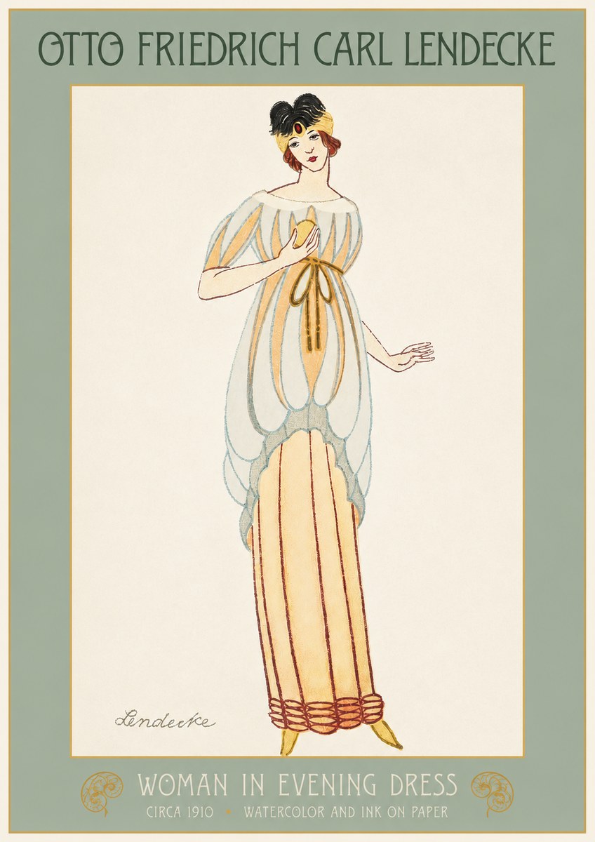 Otto Friedrich Carl Lendecke Woman in Evening Dress No2 - Affiche