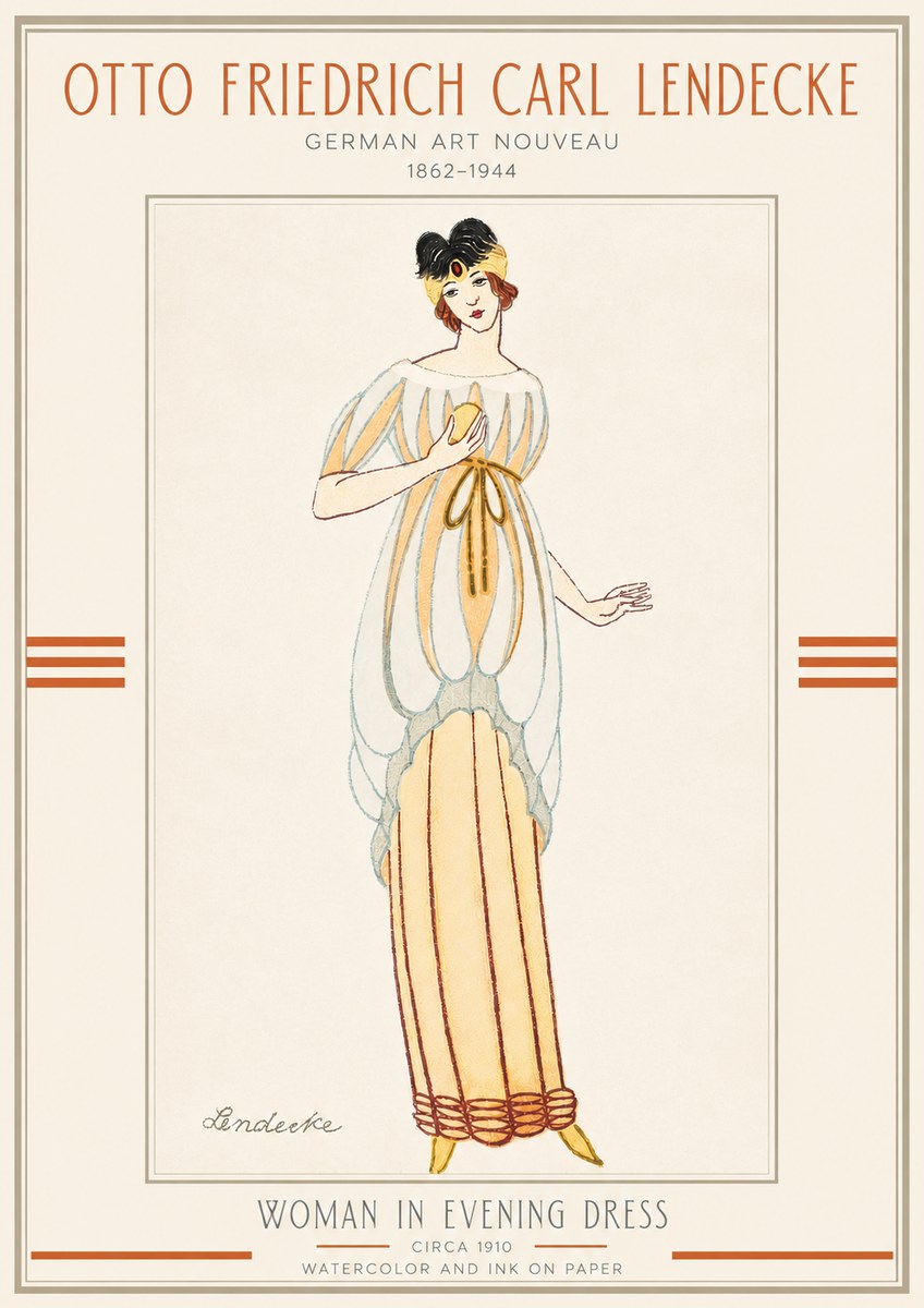 Otto Friedrich Carl Lendecke Woman in Evening Dress No3 - Affiche