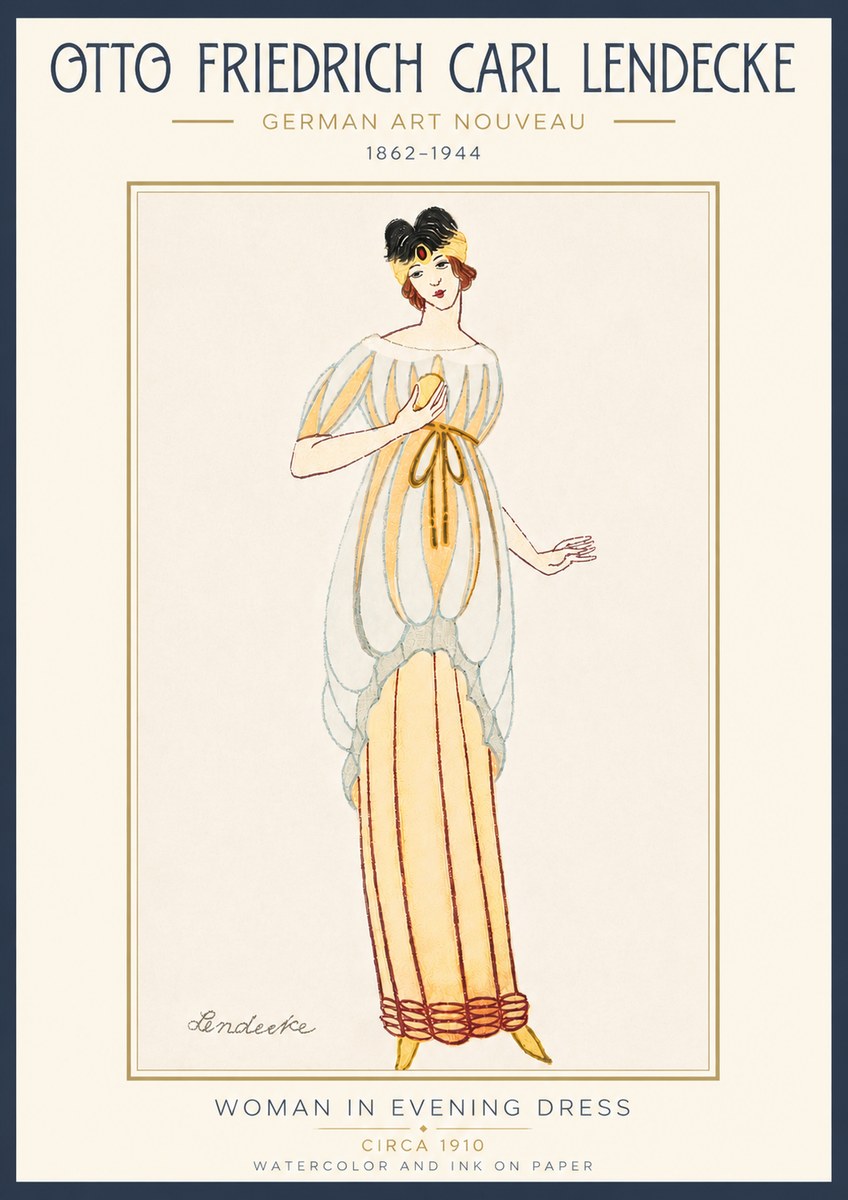 Otto Friedrich Carl Lendecke Woman in Evening Dress No4 - Affiche