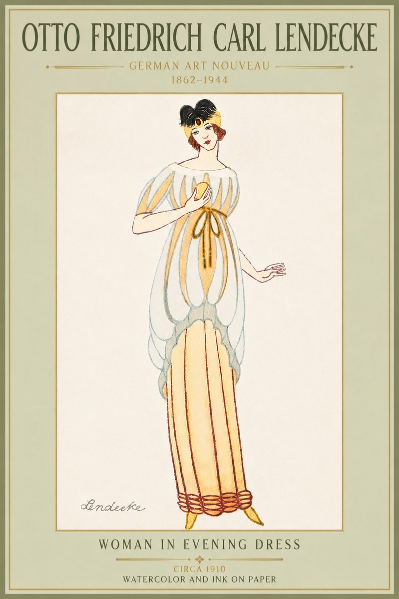 Otto Friedrich Carl Lendecke Woman in Evening Dress No5 - Affiche