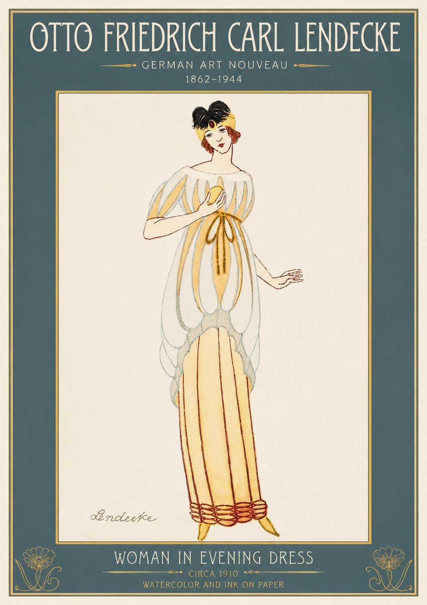 Otto Friedrich Carl Lendecke Woman in Evening Dress No6 - Affiche