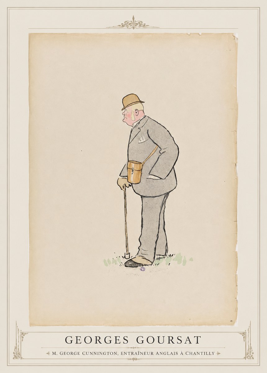 Georges Goursat M. George Cunnington, Entraîneur Anglais À Chantilly No1 - Affiche
