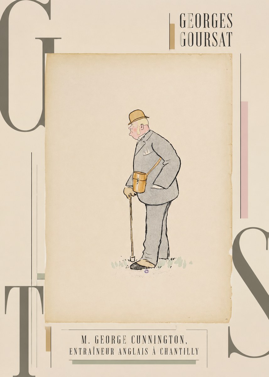 Georges Goursat M. George Cunnington, Entraîneur Anglais À Chantilly No3 - Affiche