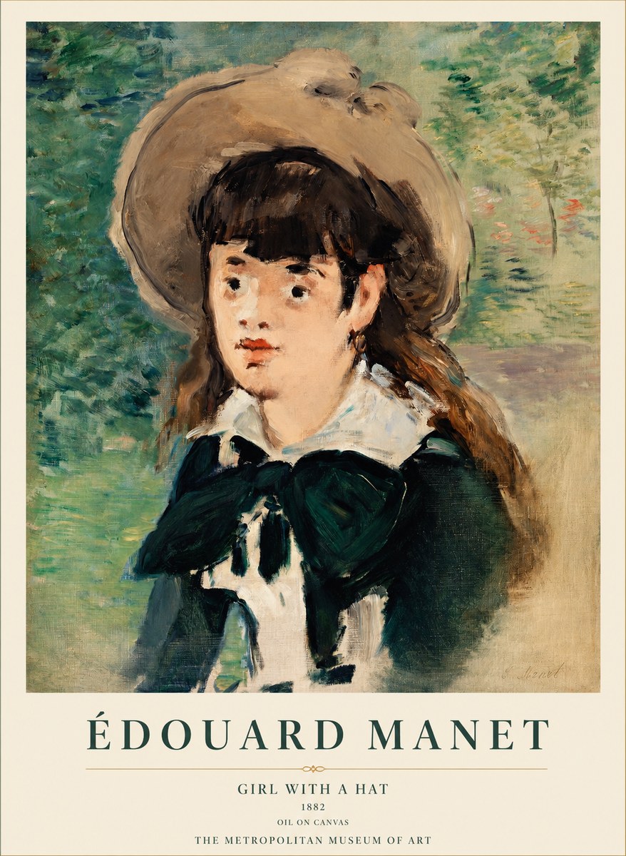 Édouard Manet Girl with a Hat No1 - Affiche