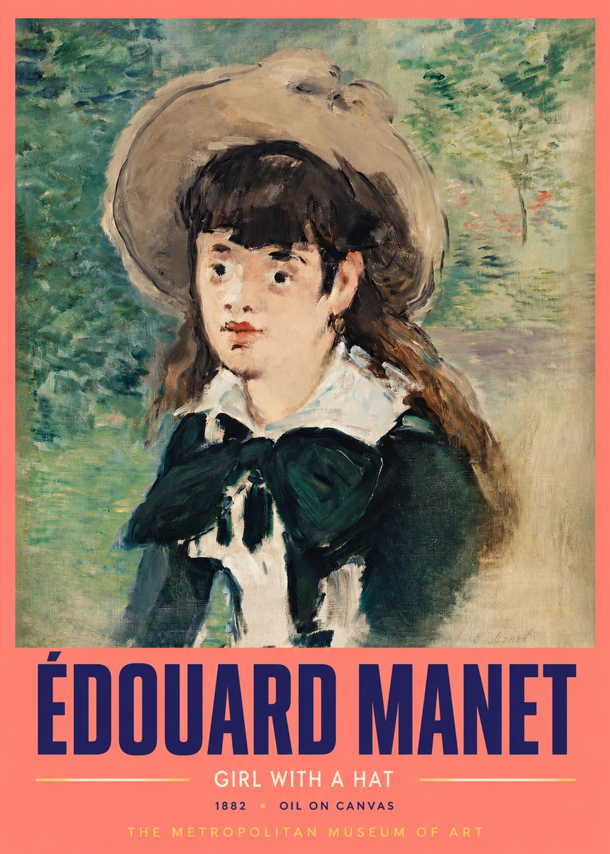 Édouard Manet Girl with a Hat No2 - Affiche