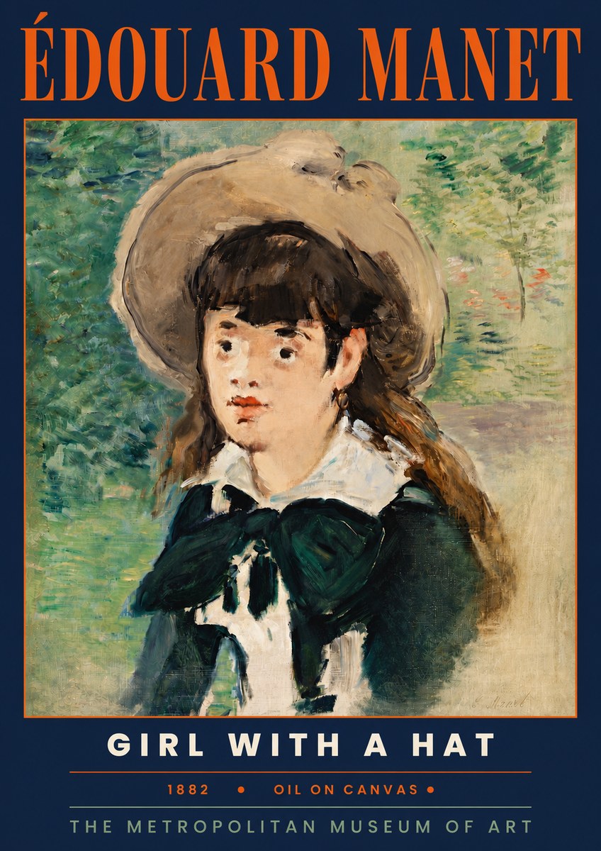 Édouard Manet Girl with a Hat No4 - Affiche