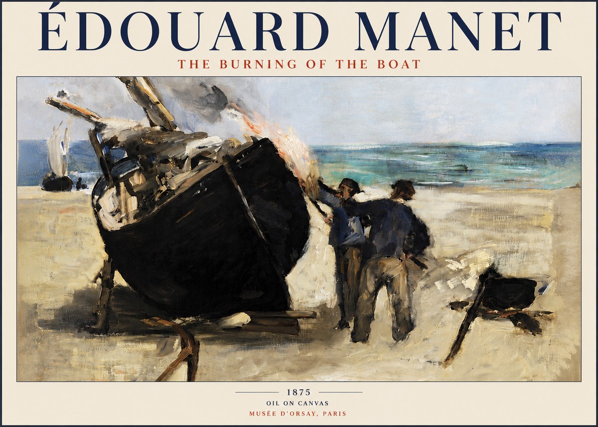 Édouard Manet The Burning of the Boat No3 - Affiche