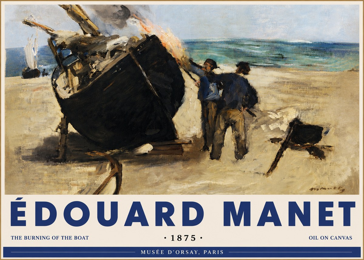 Édouard Manet The Burning of the Boat No6 - Affiche
