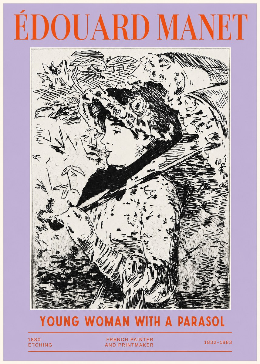 Édouard Manet Young Woman with a Parasol No2 - Affiche