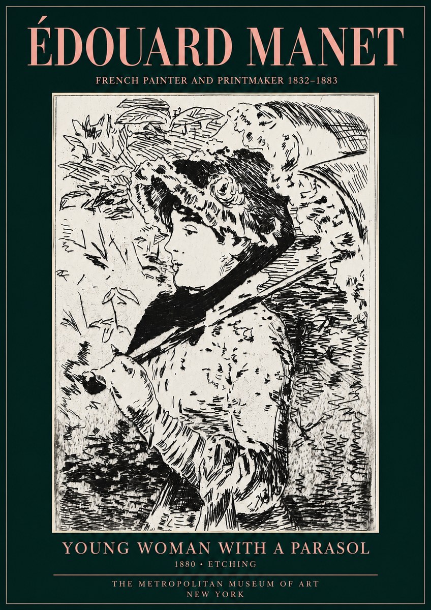 Édouard Manet Young Woman with a Parasol No3 - Affiche