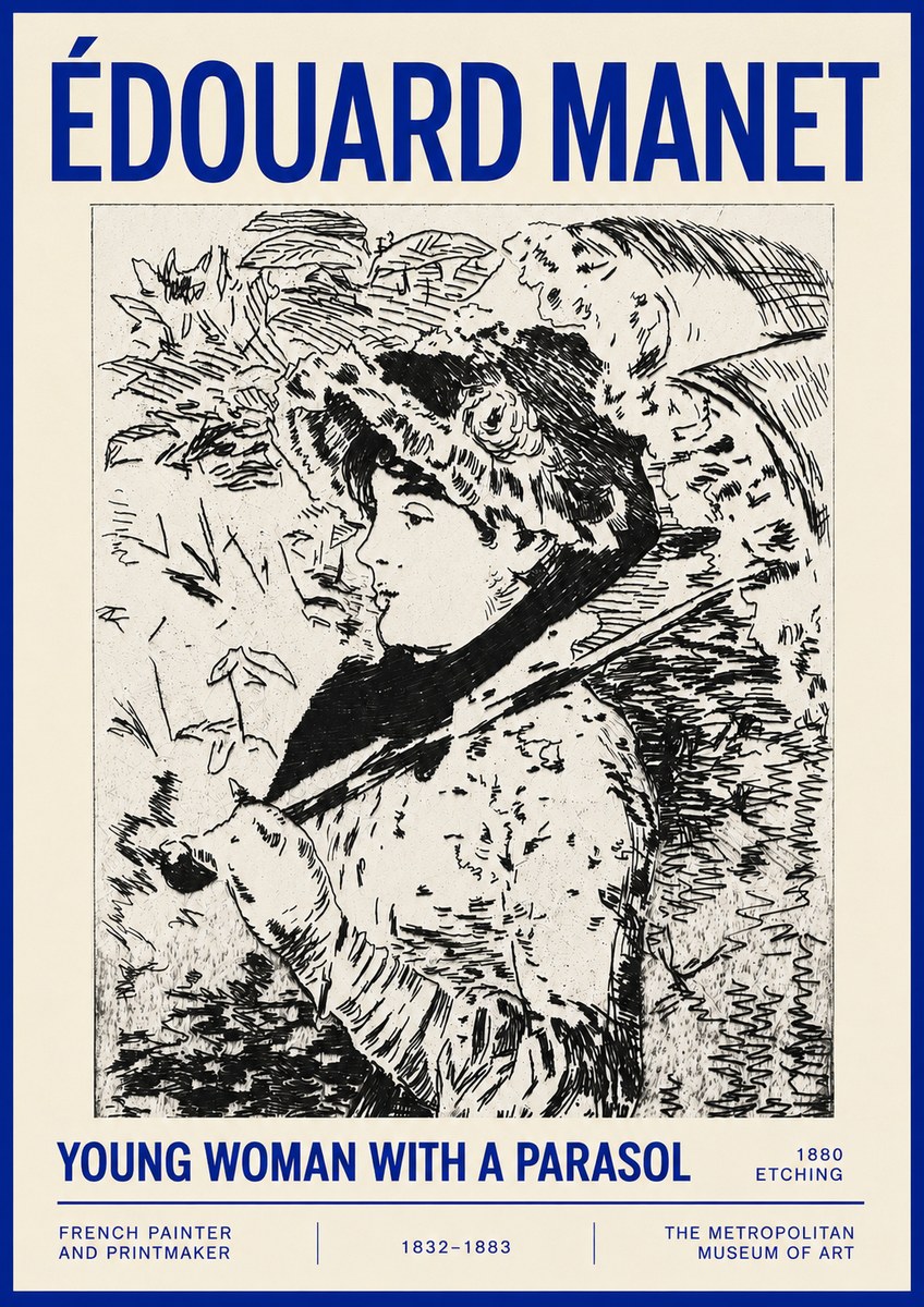 Édouard Manet Young Woman with a Parasol No4 - Affiche