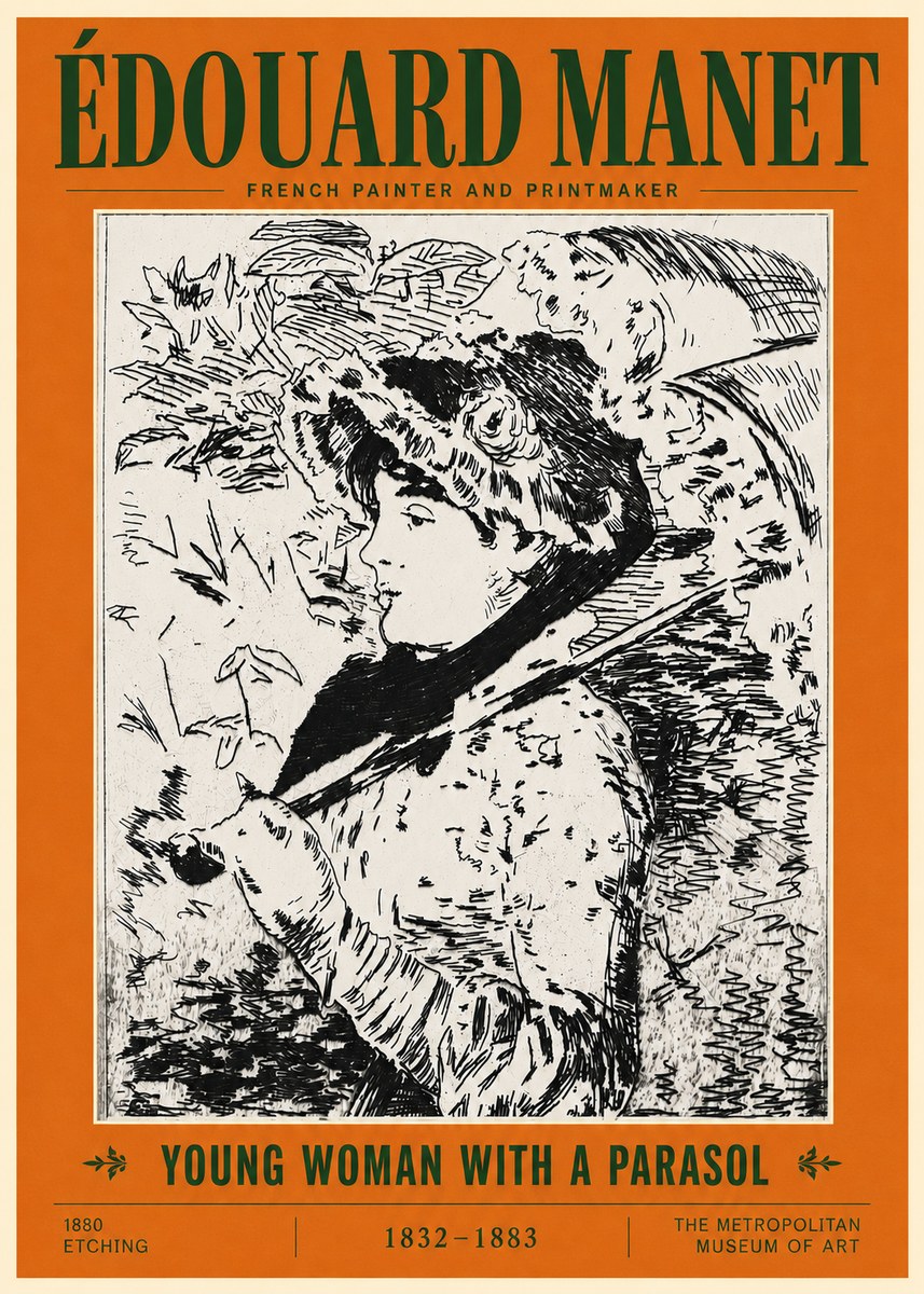Édouard Manet Young Woman with a Parasol No5 - Affiche
