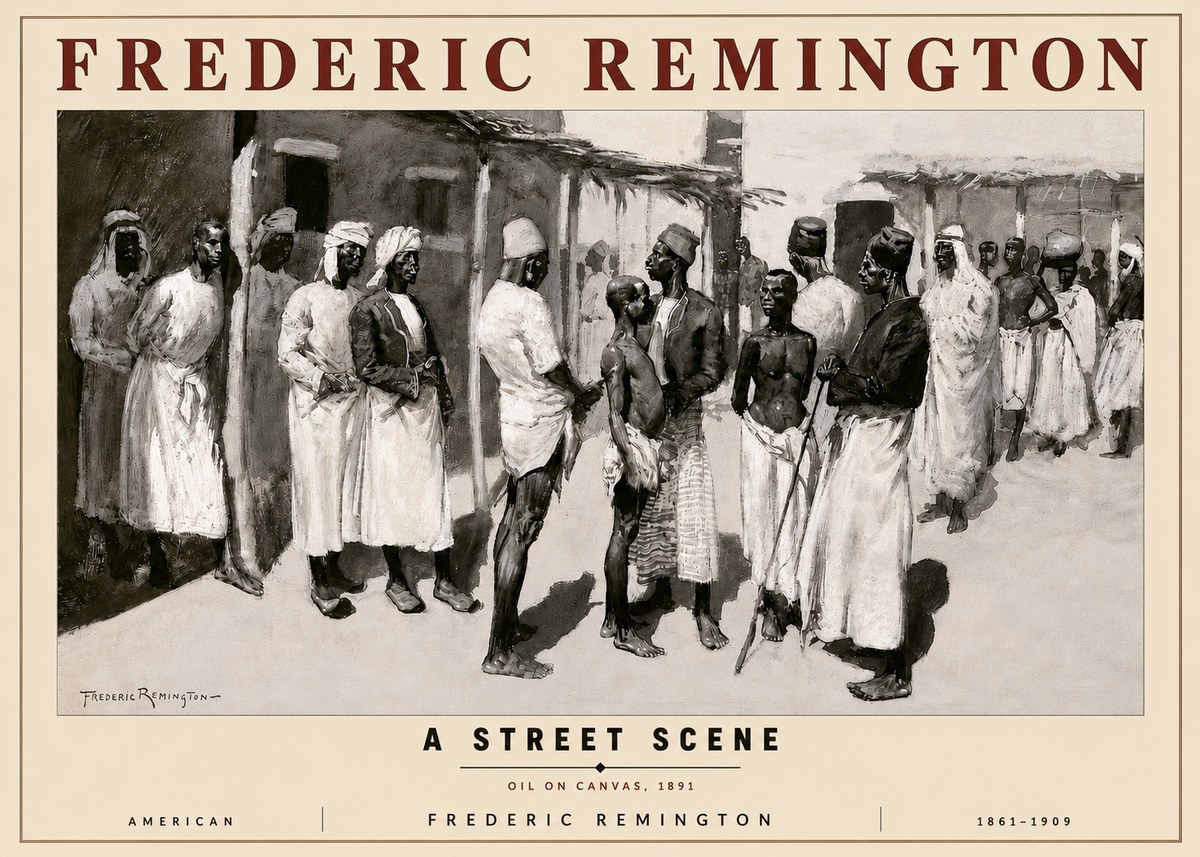 Frederic Remington A Street Scene No3 - Affiche