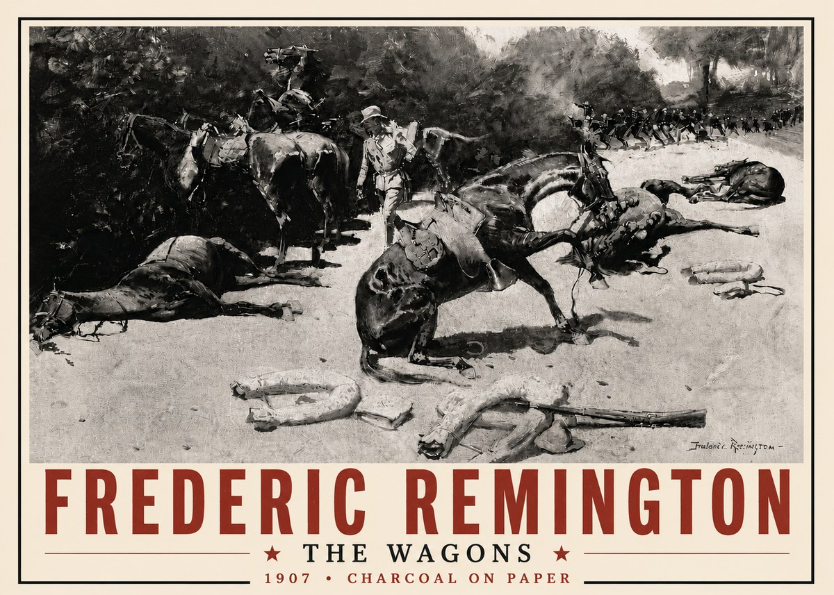 Frederic Remington The Wagons No6 - Affiche