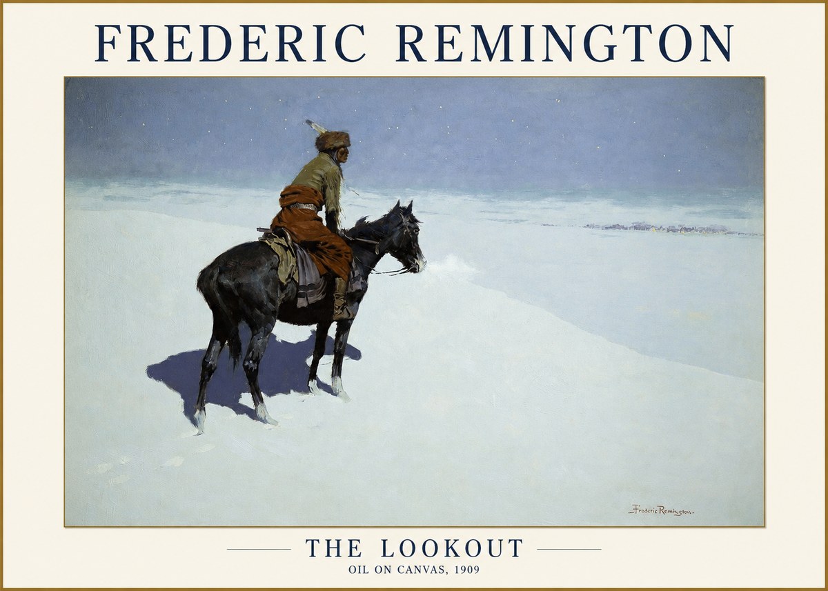 Frederic Remington The Lookout No1 - Affiche