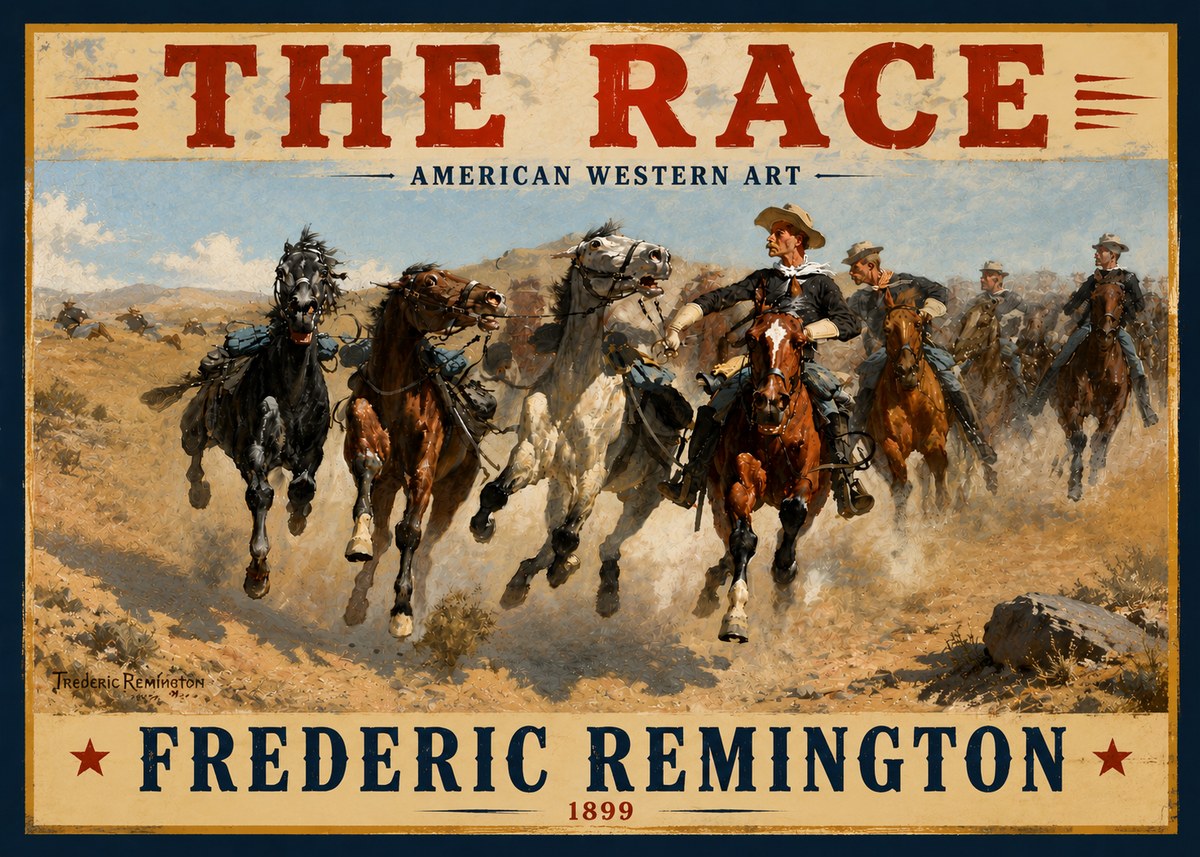 Frederic Remington The Race I No5 - Affiche
