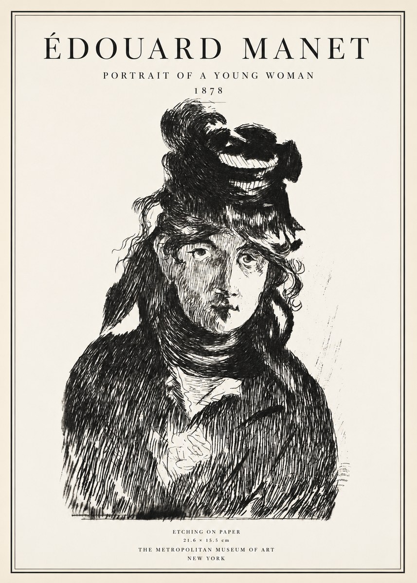 Édouard Manet Portrait of a Young Woman I No1 - Affiche