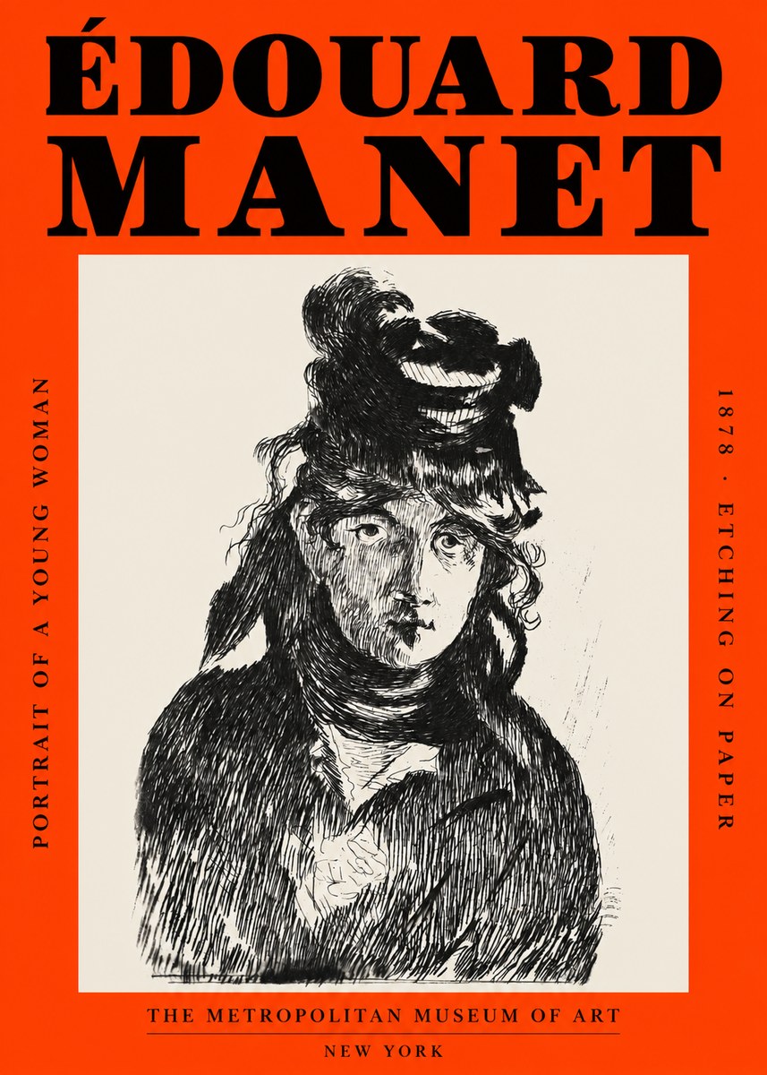 Édouard Manet Portrait of a Young Woman I No2 - Affiche
