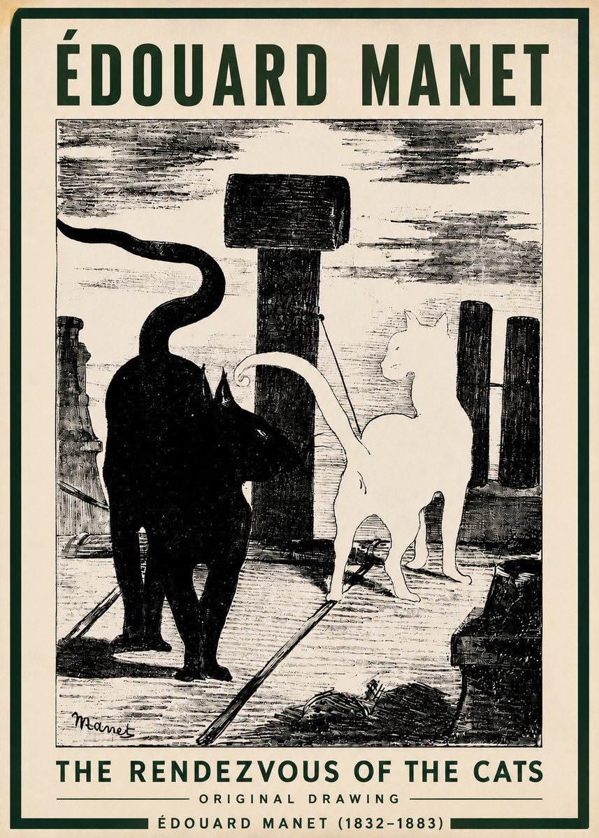 Édouard Manet The Rendezvous of the Cats No3 - Affiche