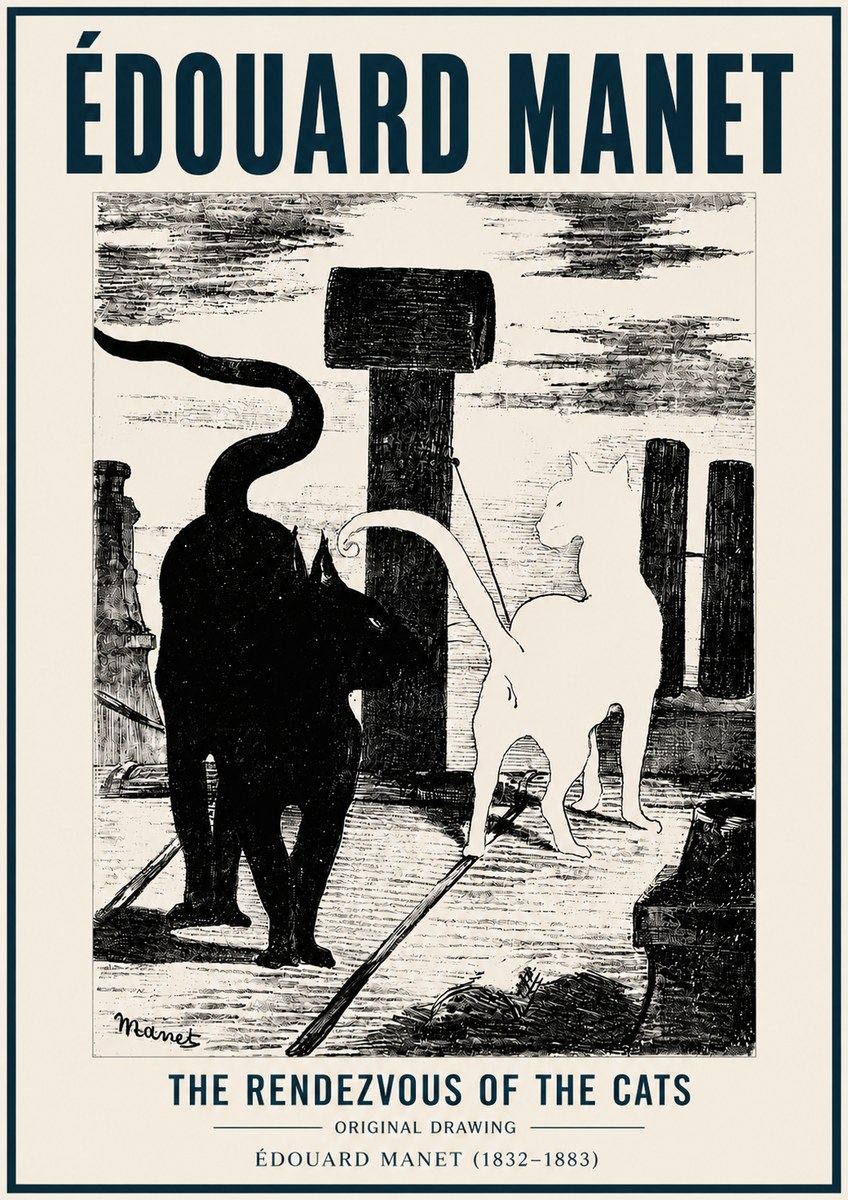Édouard Manet The Rendezvous of the Cats No6 - Affiche