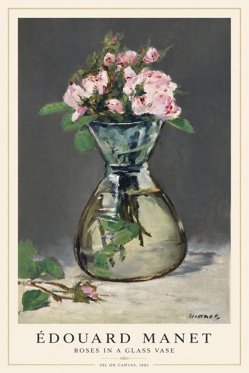 Édouard Manet Roses in a Glass Vase II No1 - Affiche