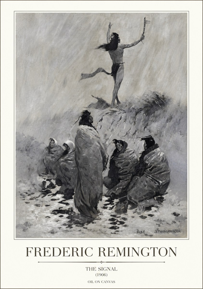 Frederic Remington The Signal No1 - Affiche