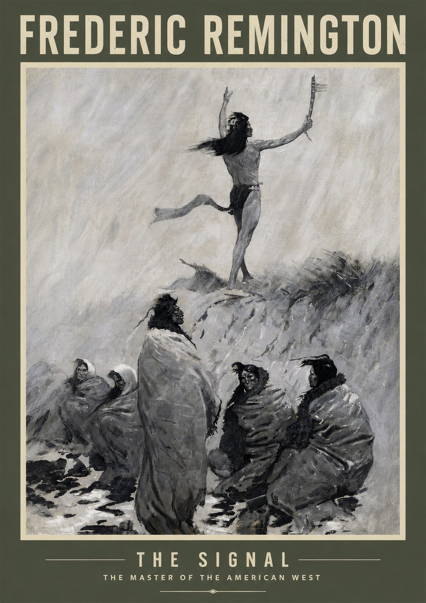 Frederic Remington The Signal No5 - Affiche