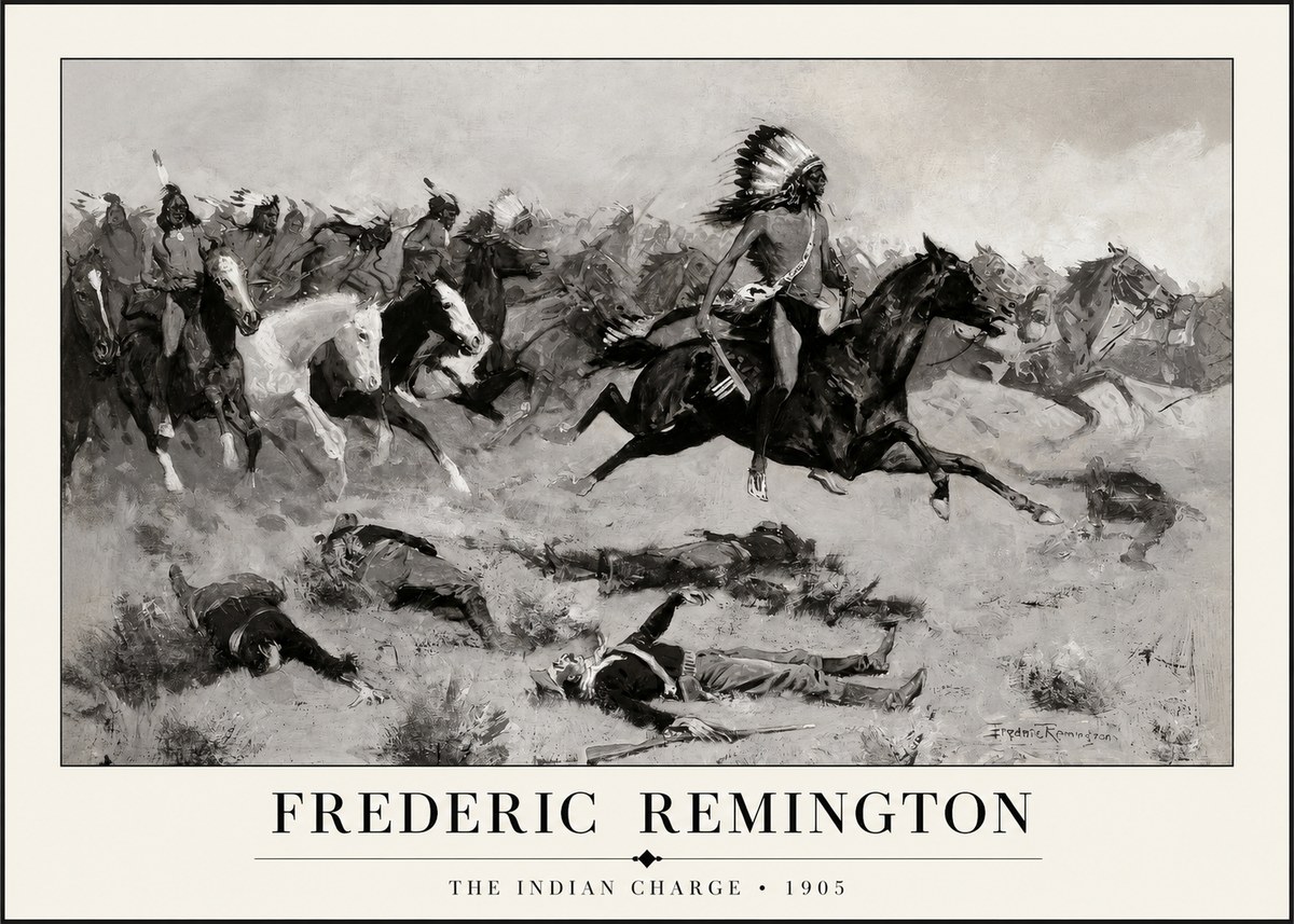 Frederic Remington The Indian Charge No1 - Affiche
