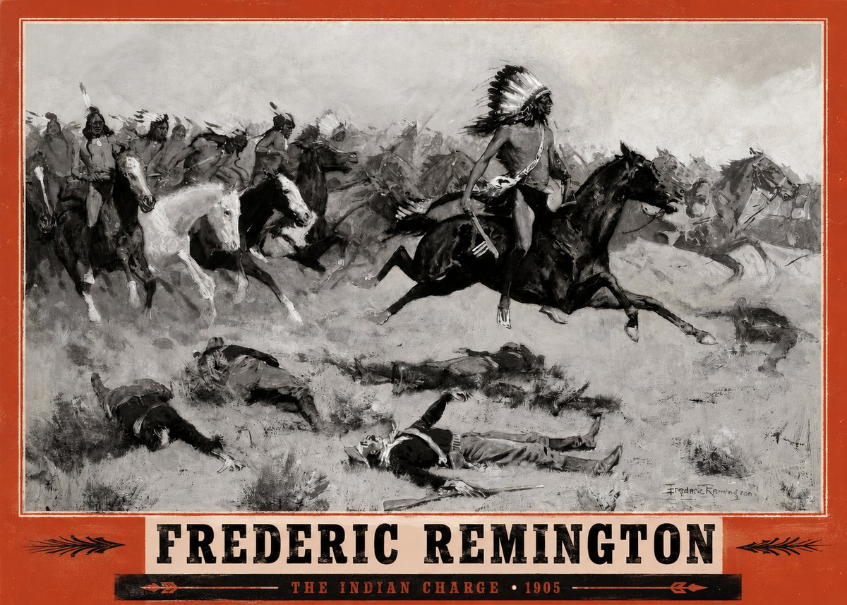 Frederic Remington The Indian Charge No2 - Affiche